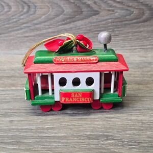 Vintage San Francisco Wood Trolley Cable Car Christmas Ornament Powell & Market